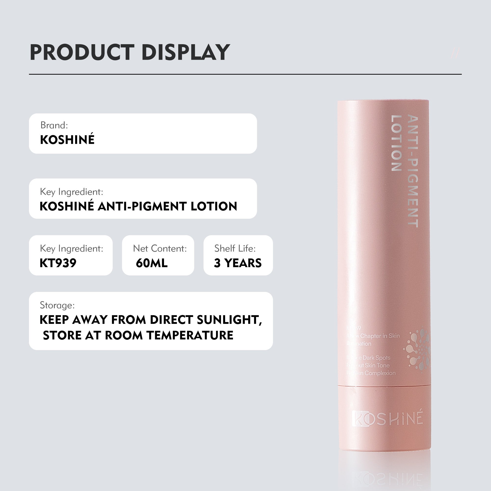 KOSHINÉ KT-939 Anti-Pigment Lotion – Brightening & Dark Spot Corrector Suitable for Men and Women