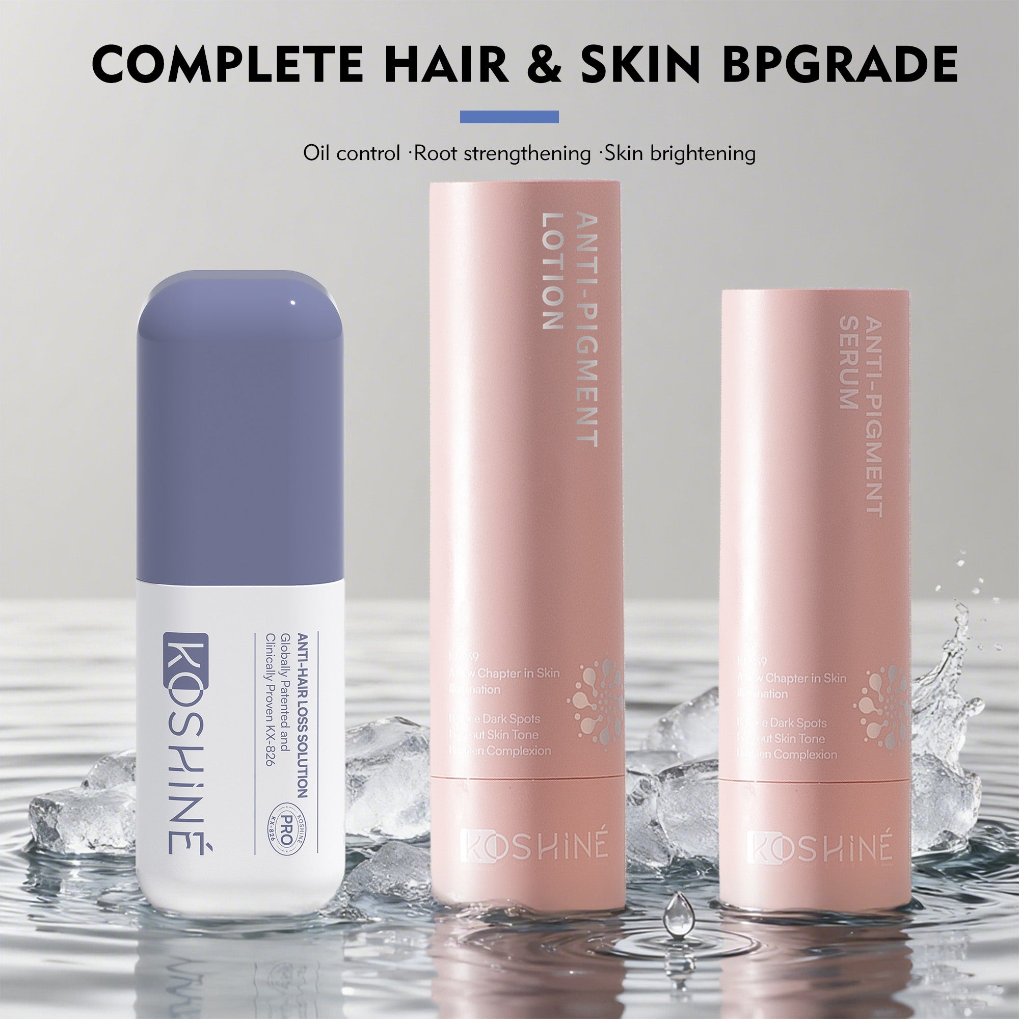 KOSHINÉ Purple Bottle 0.9% KX-826 Hair Revitalizing Solution + KT-939 Anti-Pigment Duo | Deep Care for Scalp & Skin