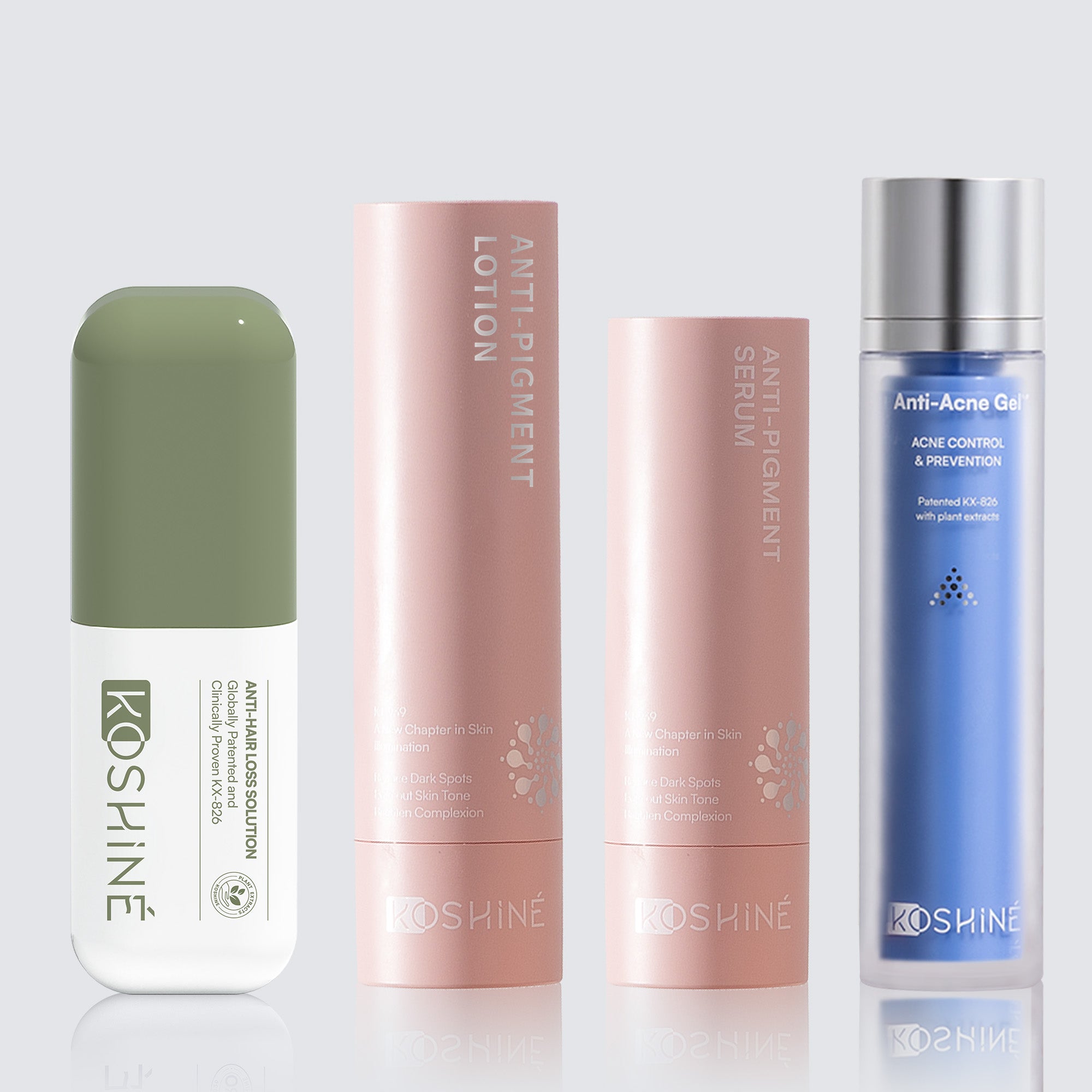KOSHINÉ Green Bottle 0.5% Botanical KX-826 Hair Revitalizing Essence + KT-939 Anti-Pigment Set | Gentle Care for Sensitive Scalp & Skin