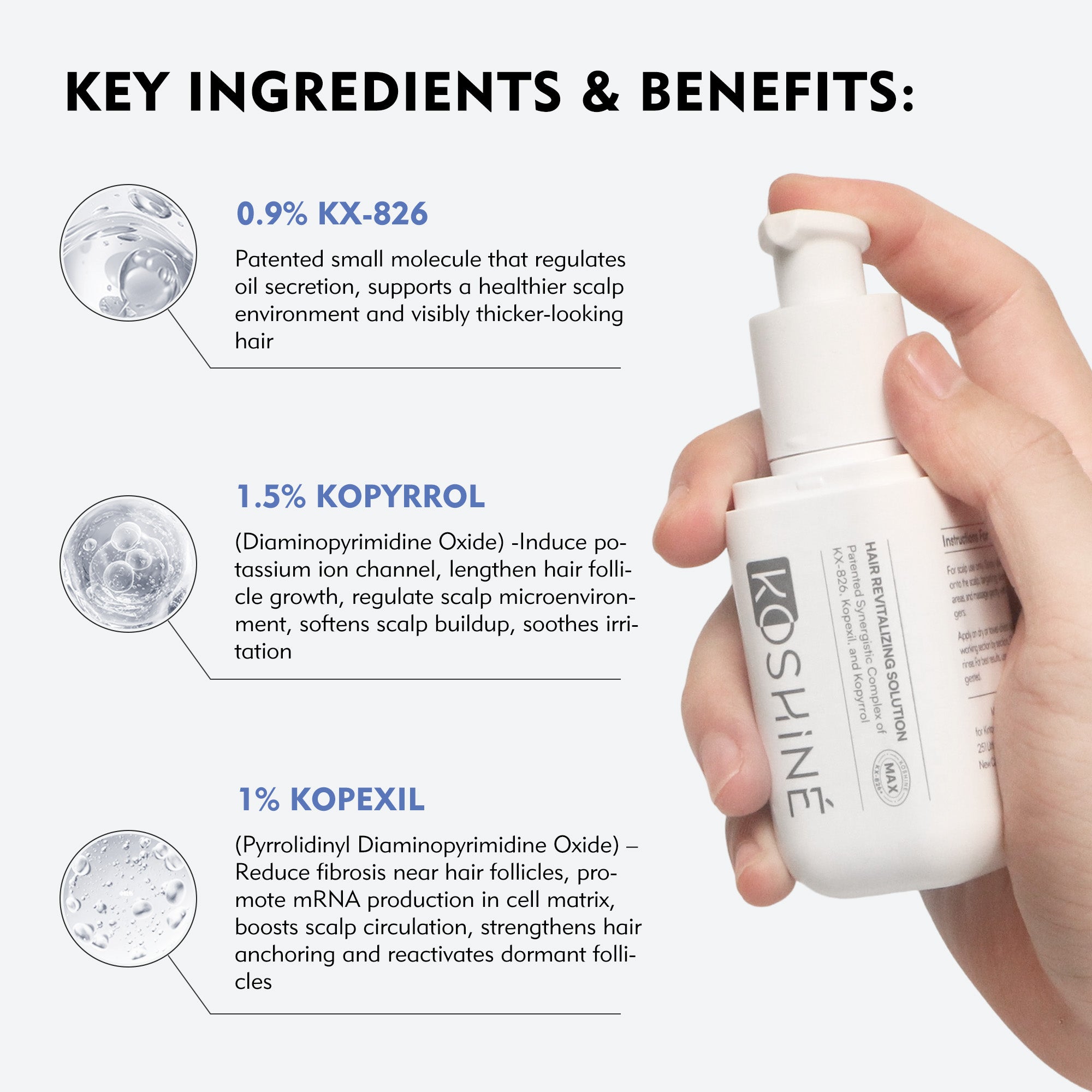 KOSHINÉ 0.9% KX-826 Max Hair Revitalizing Spray – Advanced Multi-Active Formula （Gray Bottle）