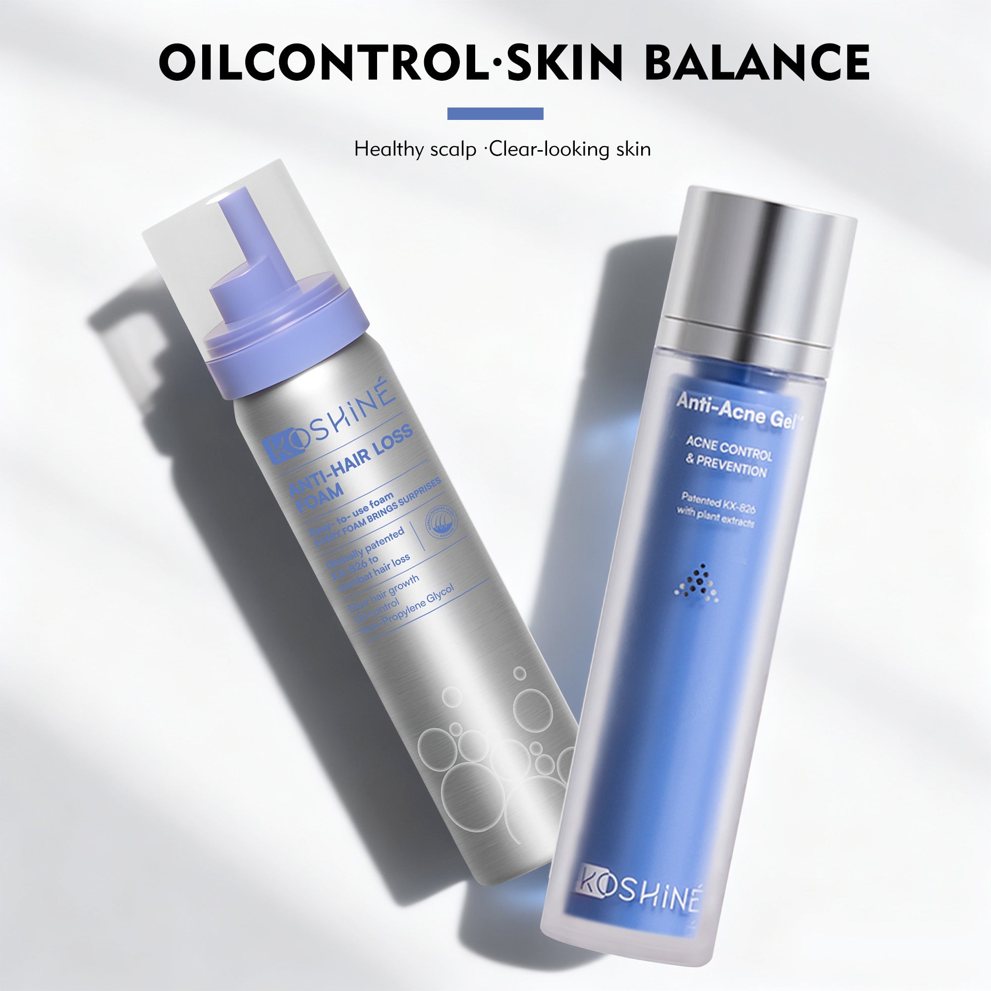 KOSHINÉ Hair Revitalizing Foam 0.9% KX-826 + KT-939 Anti-Pigment Skincare Set | Lightweight Scalp & Skin Duo