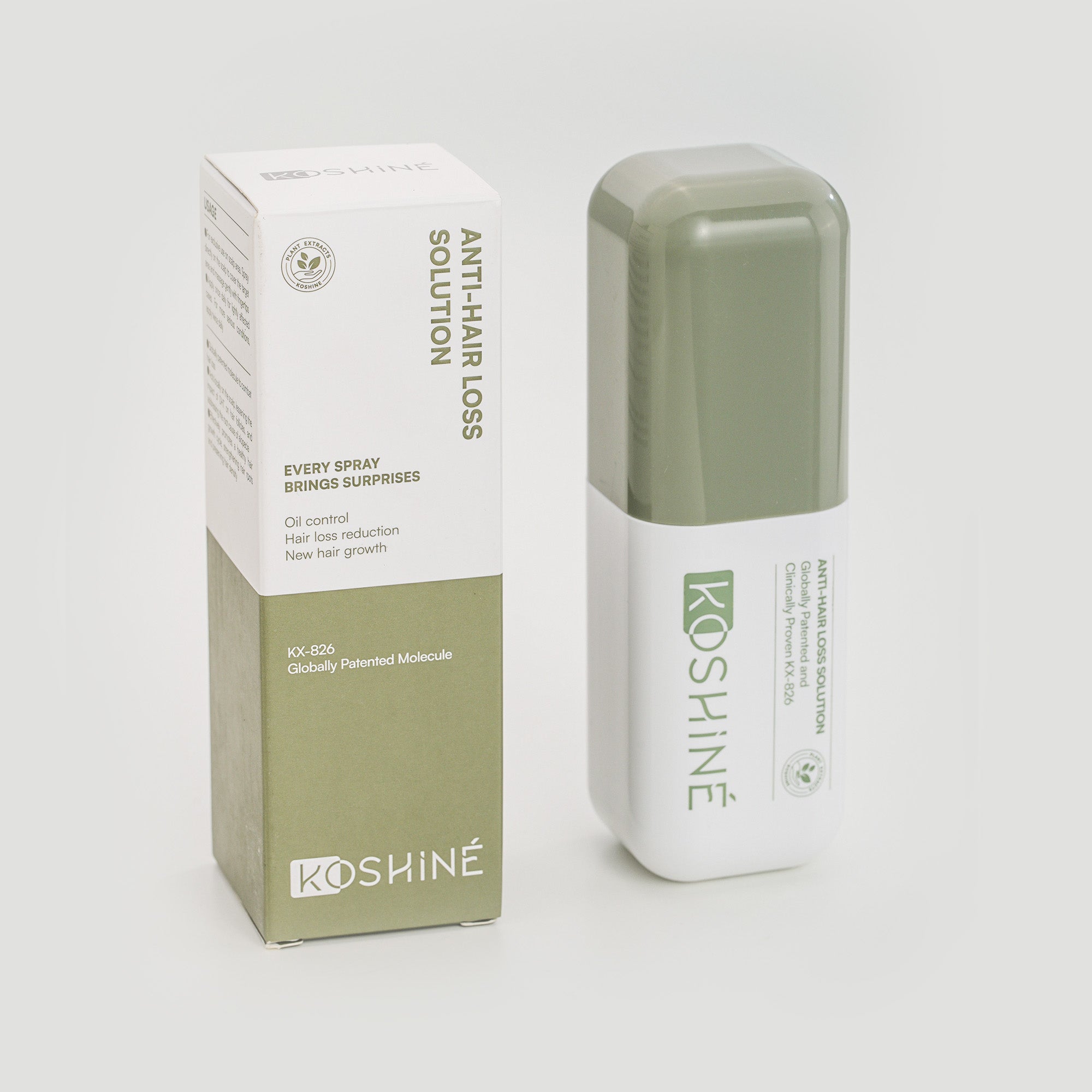 KOSHINÉ 0.5% KX-826 Plant-Based extract essence Anti-Hair Loss solutionSuitable for Men and Women(Green Bottle)